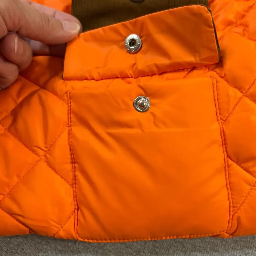 QUEEICE Dog Down Coat Jacket Orange Quilted Warm Size Large NWT Pockets